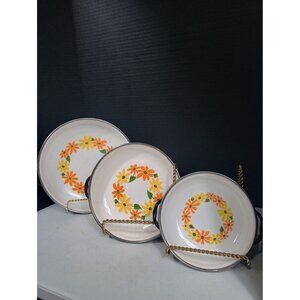 Vintage 3 Piece Set Ekco Country Garden Finest Quality Porcelain Clad Cookware M